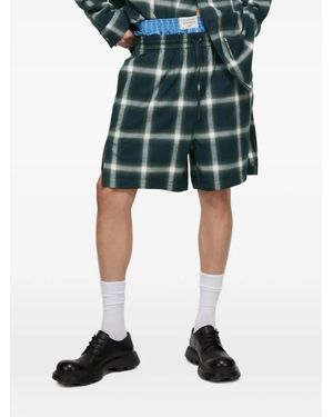 Acne Studios Checked Elastic-Waist Shorts - Blue