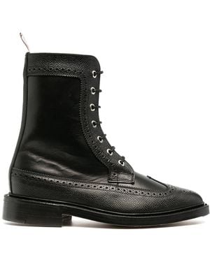 Thom Browne Brogue-Detail Combat Boots - Black