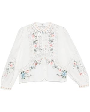 DREAM CATCHER Embroidered Lace-Trim Blouse - White