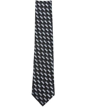 Emporio Armani Geometrisch gemusterte Seidenkrawatte - Weiß