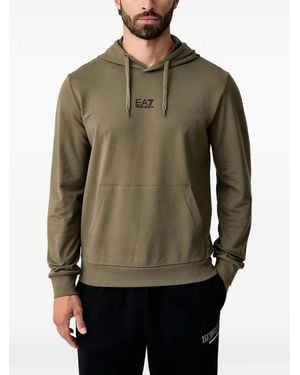 EA7 Logo-Print Drawstring Hoodie - Green