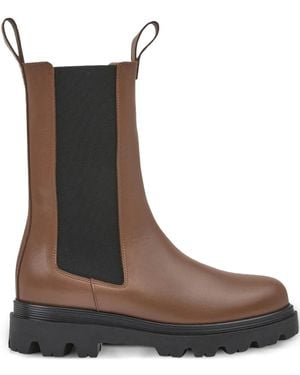 Flattered Elastic-Panel Leather Chelsea Boots - Brown