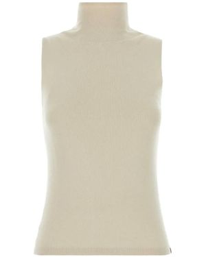 Extreme Cashmere Ribbed-Knit High-Neck Vest - White