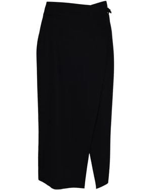 St. Agni Tailored Wrap Midi Skirt - Black