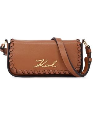 Karl Lagerfeld Signature Crossbody Bag - Brown