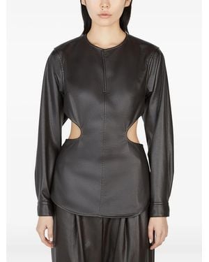 Issey Miyake Cut-Out Long-Sleeve Blouse - Gray