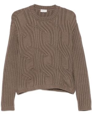 Moncler Ribbed Cable-Knit Sweater - Brown