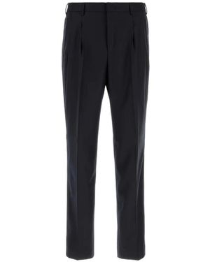PT Torino Pleated Wool Tailored Trousers - Black