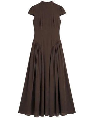 Reformation Maven Midikleid Mit Gerafftem Bund - Braun