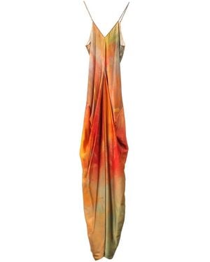 YANGKEHAN Floral-Print Draped Dress - Marron