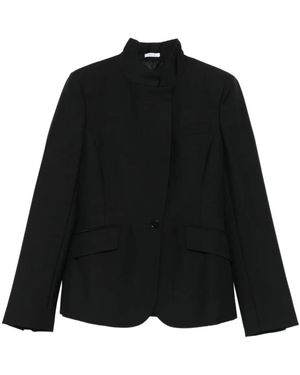 McQueen High-Neck Single-Button Jacket - Black