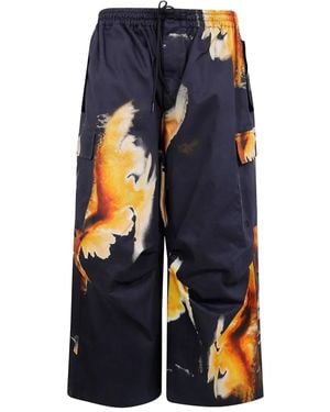 Y-3 Abstract-Pattern Trousers - Blue