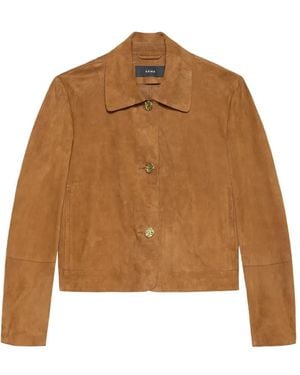 Arma Buttoned Leather Jacket - Brown