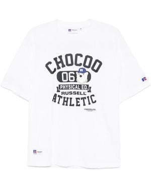 Chocoolate X Russell Athletic Logo-Print T-Shirt - White
