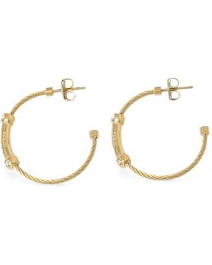 Guess Crystal-Embellished Cable-Link Hoop Earrings - Metallic