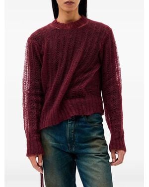 Ann Demeulemeester Pull En Maille Ajourée - Rouge