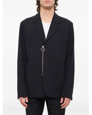 WOOYOUNGMI Zip-Detail Notched-Lapel Blazer - Blue