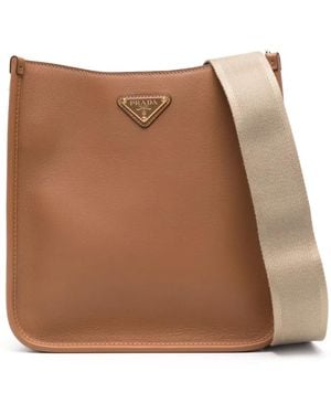 Prada トライアングルロゴ ショルダーバッグ - ブラウン