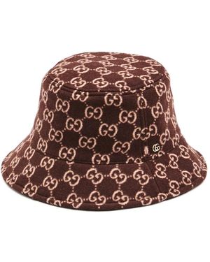 Gucci Giselle Gg Monogram Bucket Hat - Brown