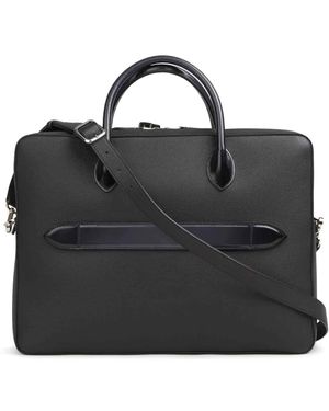 Santoni Grained Leather Laptop Bag - Black