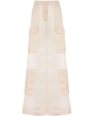 Moschino Silk Wide-Leg Trousers - Natural
