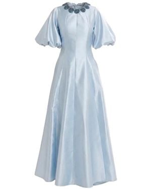 Baruni Jawher Beaded-Collar Maxi Gown - Blue