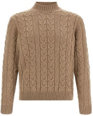 Zanone Cable-Knit Mock-Neck Sweater - Natural