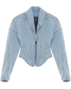 Mugler Chaqueta Vaquera Estilo Corsé - Azul