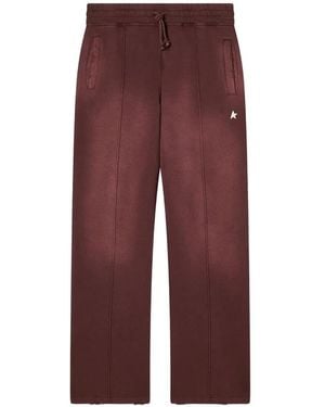 Golden Goose Distressed-Effect Wide-Leg Track Trousers - Purple