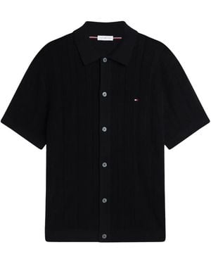 Tommy Hilfiger Pointelle-Knit Button-Up Jumper - Black