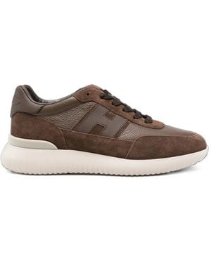 Hogan H-Logo Panelled Sneakers - Brown