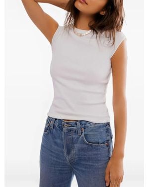 Free People T-Shirt À Col Rond - Bleu