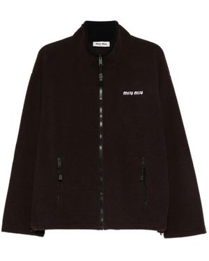 Miu Miu Sweat En Polaire À Fermeture Zippée - Noir