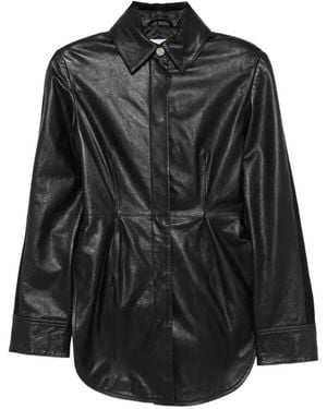 Sportmax Spscoccole Lederjacke Mit Einsätzen - Schwarz