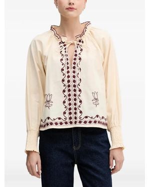 INTROPIA Ruffled Embroidered Top - White