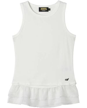 Mini Cream Ruffled-Trim Sleeveless Top - White