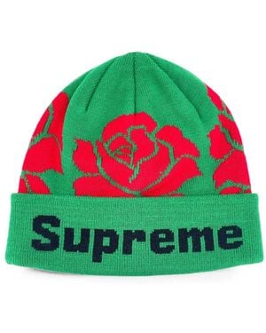 Supreme Rose-Knit Beanie Hat - Green