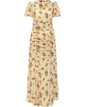 De La Vali Floral-Print Maxi Dress - Metallic