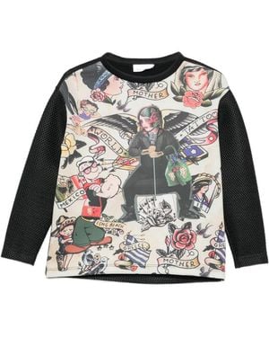The Artistylist Tattoo-Print Mesh-Panelled Sweatshirt - Black
