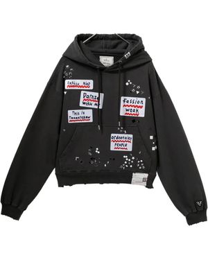 Maison Mihara Yasuhiro Sticker-Embellished Hoodie - Black