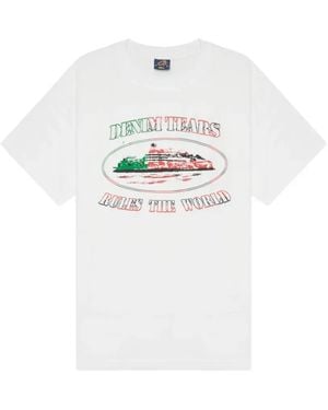 corteiz X Denim Tears Alcatraz Graphic-Print T-Shirt - White
