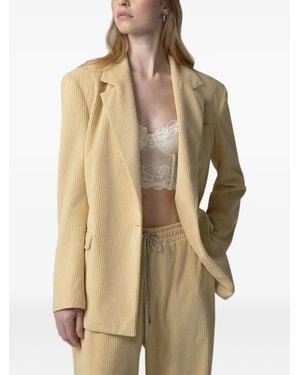 Gaelle Paris Corduroy Single-Breasted Blazer - Natural