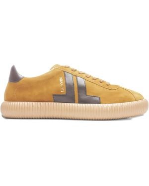 Lanvin Glen Leather-Suede Low-Top Trainers - Yellow