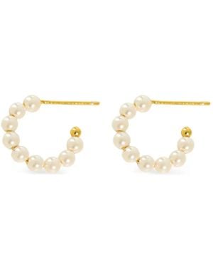 Hzmer Jewelry Pearl-Embellished Hoop Earrings - Natural