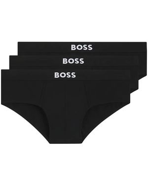 BOSS Three-Pack Stretch-Cotton Briefs - Black