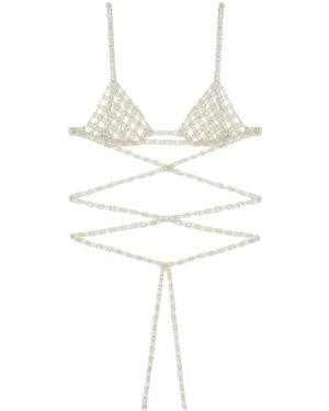 Alanui Lace-Up Triangle Bra - White
