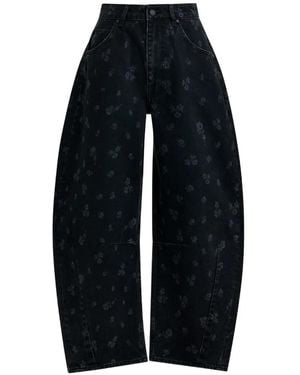 Essentiel Antwerp Floral Twisted Barrel Jeans - Blue