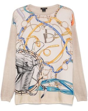 Avant Toi Graphic-Print Knitted Top - Brown