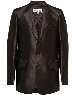 Maison Margiela Striped Single-Breasted Blazer - Black