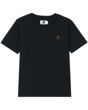 Izzue Crew-Neck Bear -Motif T-Shirt - Black